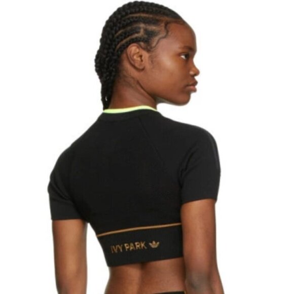 Adidas x IVY PARK Black and Brown Knit Crop Top sz XS - Picture 2 of 7